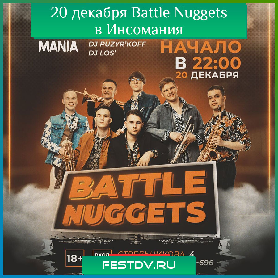 20 декабря в ресто-клубе Insomania выступит кавер-группа Battle Nuggets