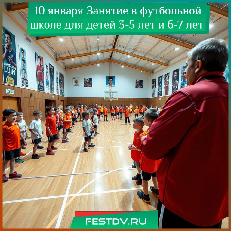 10 января Занятие в футбольной школе для детей 3-5 лет и 6-7 лет