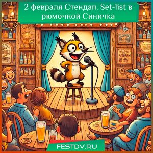 2 февраля Стендап. Set-list в рюмочной Синичка