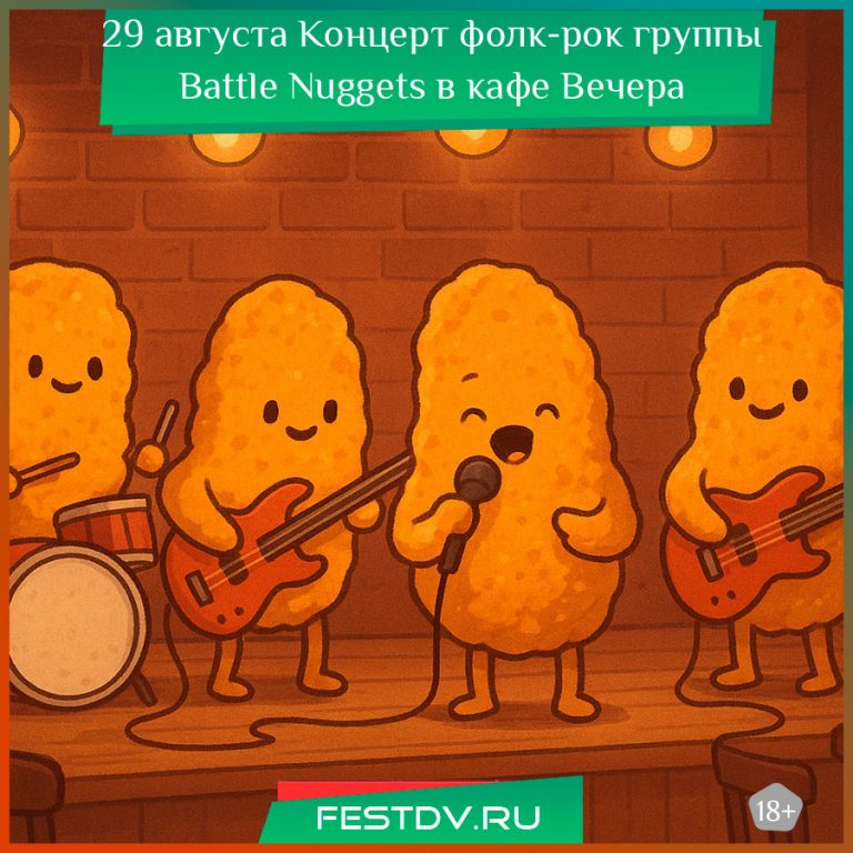 29 августа Фолк-рок группа Battle Nuggets выступит в кафе «Вечера» 18+