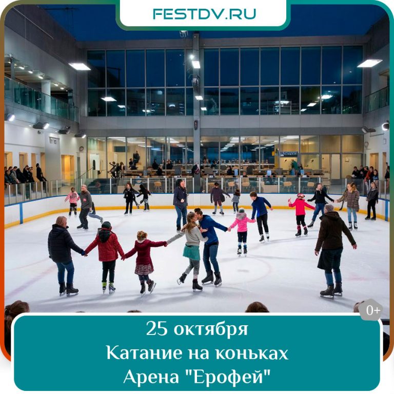 25 октября Катание на коньках в Арене «Ерофей» 0+