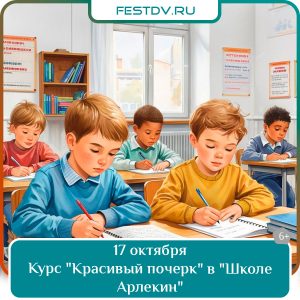 17 октября Курс «Красивый почерк» в «Школе Арлекин» 6+