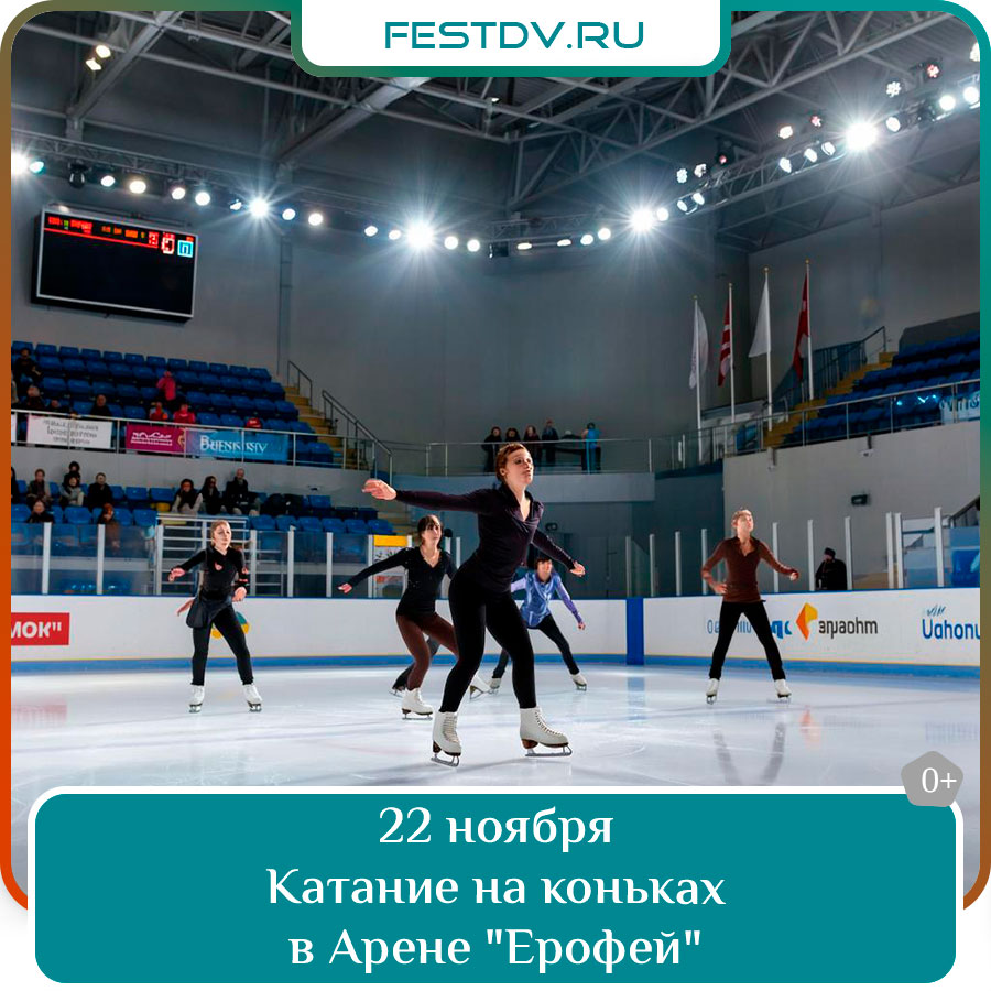22 ноября Катание на коньках в Арене «Ерофей» 0+